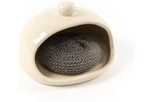 ROCKING GIFTS Estropajero de Ceramica con Estropajo 14 cm