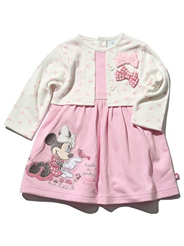 Baby Girl Disney Minnie Mouse Character Long Sleeve Bow Print Mock Cardigan Dress Pink 12/18 Mnth