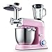 Produktbild JHSHENGSHI Küchenmaschine,Küchenmaschine Multifunktional,Planetenrührwerk, angenehmes Betriebsgeräusch(1500 Watt, 7,5 Liter-Rührschüssel, 6-stufige Geschwindigkeit), Pink