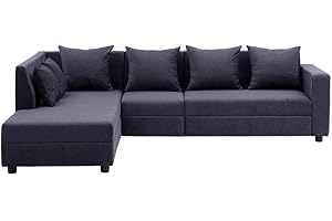 Wakefit Sofa Set | 1 Year Warranty |3 Seater Sofa for Living Room, Wooden Sofa Set, 3 Seater + Left Aligned - Skiver(JIO : Purple Grey)