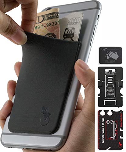 El Monedero Adhesivo Gecko para teléfonos celulares, Diseño Ultra Slim (Ultra Delgado) & Personalizado en Gris Oscuro