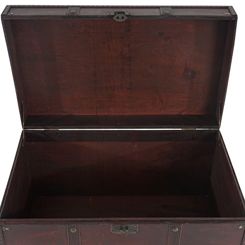 Holztruhe Holzbox Schatztruhe Valence Antikoptik 39x67x38cm ~ eckig - 3