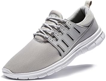 Vsdanlin Men's Running Shoes Lightweight Athletic Breathable Mesh Anti-Slip Casual Comfortable Sneakers (10UK/45EU Men, Grey)
