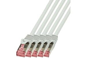 BIGtec LAN Kabel 5 Stück 20m Netzwerkkabel Ethernet Internet Patchkabel CAT.6 grau Gigabit SFTP doppelt geschirmt für Netzwerke Modem Router Switch 2 x RJ45 kompatibel zu CAT.5 CAT.6a CAT.7 Stecker