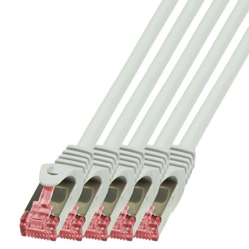 BIGtec – 5 Stück – 0,15m Netzwerkkabel Patchkabel Ethernet LAN DSL Patch Kabel Gigabit weiß ( 2x RJ-45 Anschluß , CAT6 , doppelt geschirmt ) 0,15 Meter - 2