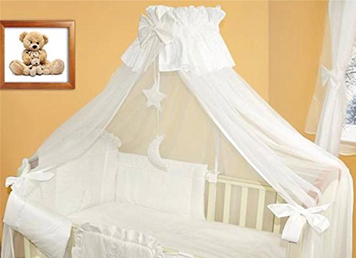 Baby Cot Bed Crown Canopy / Mosquito Net 480 cm + Floor Free Stand Holder - MOON WHITE
