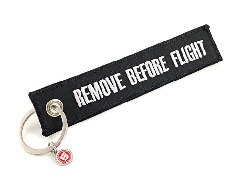 Preisvergleich Produktbild REMOVE BEFORE FLIGHT Schlüsselanhänger Schwarz / Weiß