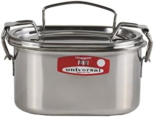 PINTI INOX 1929 ACCIAIO INOX 18/8 Stainless Steel Food Carrier Man Lunch Box Storage Container with Handle, 11 x 9 x 14 cm