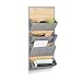 Produktbild Relaxdays Wandorganizer Bambus mit 4 Jutemuster Fächer, 75 x 34 x 12 cm HxBxT Zeitungshalter für Büro und Flur, grau