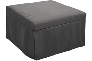 MarinelliGroup Pouf letto singolo con materasso 75X75X43 cm salvaspazio pieghevole camera cameretta soggiorno poggiapiedi tessuto Beny (Grigio Scuro)