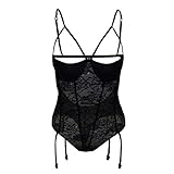 Spandex only storerineNew Plus Size Lace Teddy Nachtwäsche Einteilige Sexy Dessous Rückenfrei Mit Strumpfband