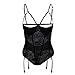 Produktbild JUSTSELL  Erotische Unterwäsche, Sexy Schwarze Dessous Spitze Perspektive Enthüllt Verbundene Dessous Mit Strumpfband Großer Rücken Verstellbarer Schultergurt