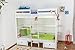 Produktbild Funktionsbett mit Bettkasten Tim (umbaubar zu einem Tisch mit Bänken oder zu 2 Einzelbetten) Buche massiv weiß lackiert, inkl. Rollrost - 90 x 200 cm