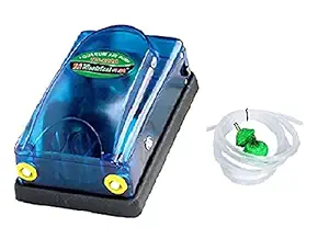 PREMIER PLANTS Aquarium Air Pump with 2 Air Stones and 3 metre Pipe & Silent Dual Outlet Fish Tank Aeration Device