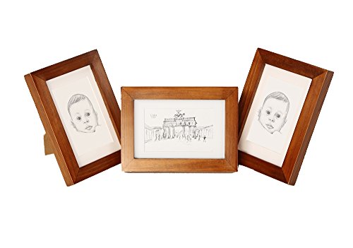 Echtholz Bilderrahmen 10×15 mit Glasscheibe – 3er Set – Rustikales Braun – Mit Passepartout – Rahmenbreite 2cm! - 8