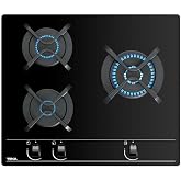 TEKA Natural Gas Hob 60 cm, 3 Burners, Tempered Glass, Ergonomic Front Controls, Double Ring Burner, Thermocouple Safety, Sel