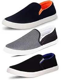 Tempo Men's Combo Pack of 3 Loafers Shoes (SLVORNG/SLVR SIX/SLV Blue)