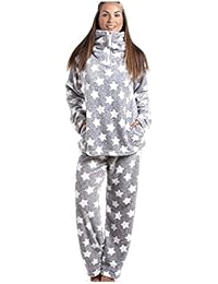 Pijama de forro polar aterciopelado - Estampado de estrellas blancas - Gris