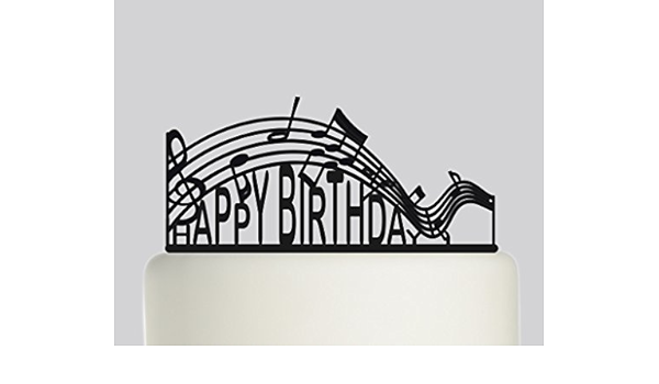 Notes De Musique Joyeux Anniversaire Ideal Pour Le Musicien Acrylique Gateau Acrylique Noir Amazon Fr Cuisine Et Maison