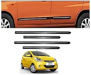 After Cars Hyundai Eon Car Black Side Beading with Chrome Line Set of 4