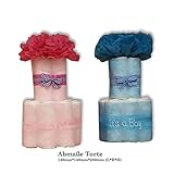Windeltorte Taufe Geburt Windeln HilKeys Mädchen Junge rosa blau Geschenk Baby (2 (3-6kg ) Schaukelpferd blau)