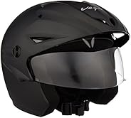 Vega Cruiser CR-W/P-DK-M Open Face Helmet with Peak (Dull Black, M)