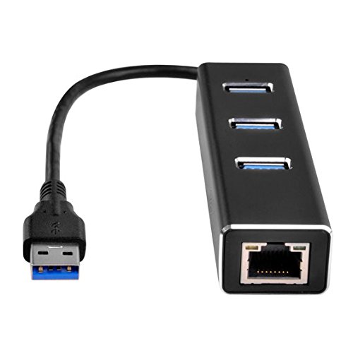 SilverStone SST-EP04 – 3-Port USB 3.1 Hub, Gen 1 Type A mit RJ45 Gigabit Ethernet Netzwerk Adapter, Aluminium - 2