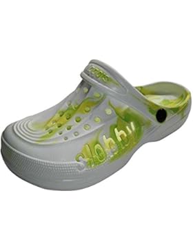 Damen Clogs, Pantoletten, Gartenschuhe, bunt geflamt, Gr.36 - 41