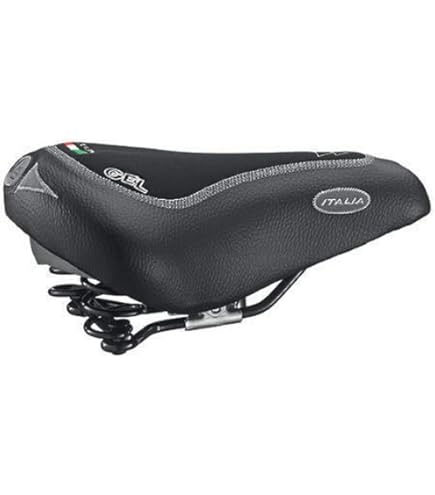 Sella Bici Montegrappa Originale Prodotto Artigianale Italiano Fatto A Mano in Pelle Sintetica con Due Molle Modello Ramona 1770 (Colore: Nero