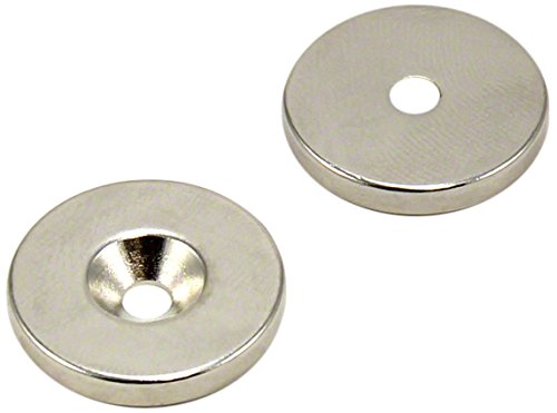 first4magnets F406S-2 20 - Imán de neodimio (2 unidades, 20 x 3 mm, N42 avellanado, 4,5 kg de fuerza de sujeción)