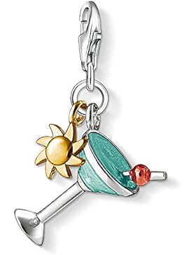 Thomas Sabo Damen-Charm-Anhänger Cocktail Charm Club 925 Sterling Silber 750 gelbgold blau rot  1039-427-1