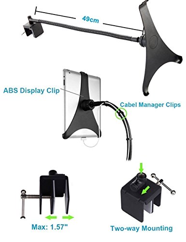BESTEK iPad Schwanenhals Halterung Flexibel 360° Schwankbar mit 2 Abziehbaren Klemmen für iPad Air/Air 2 und ipad Mini 1/2/3 - 3