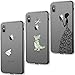 Produktbild CreWin 3 Stück für iPhone X Hülle Transparent Handyhülle Silikon Bumper Durchsichtig Schutzhülle Lieblich Logo Kreativ Muster Rückschale Klar Handytasche- Papierflieger+ Dinosaurier+ Mädchen