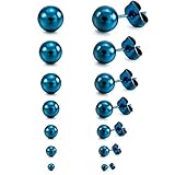 Marke: MunkiMix MunkiMix 3~8mm 12 PCS Edelstahl Gestüt Stecker Ohrringe Ohrstecker Ohrhänger Blau Kugel Kugel Perle Perlen Set (6 Paar) Herren,Damen
