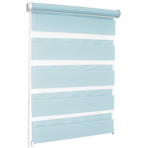 ROLLMAXXX Duo-rollo Doppelrollo Klemmfix ohne Bohren (110 x 150 cm, Blau)