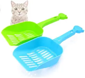 The DDS Store 2 PCs Cat Litter Scoop Shovel - Cat Cleaning Tool - Cat Sand Cleaning Product, Cat Litter Scooper, High Durable Plastic Cat Litter Scooper, Litter Scoop Cum Shovel (Colour May Vary)