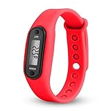 DOGZI Herren Armbanduhr, Unisex Uhren Sport Uhr Luxus Armbanduhren - Run Step Watch Armband Schrittzähler Kalorienzähler Digital LCD Walking Distance (Rot)