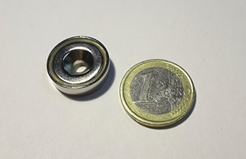 10 x Neodym-Ringmagnete/Senkmagnete/Topfmagnete, Durchmesser 20 mm, mit Senkung/Bohrung inkl. 10 Schrauben und Dübel - 2