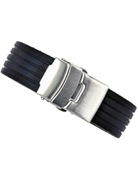 20mm Silikon Taucher Uhrenarmband Faltschließe Uhren Armband Divers Watch Strap Schwarz