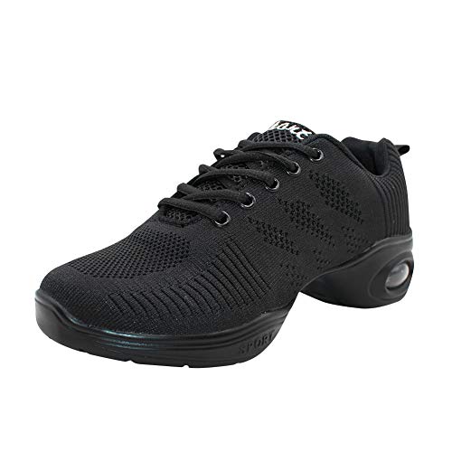 uirend Zapatos Aire Libre Deportes Danza Mujer - Lona Cordones Suela de Goma Zapatillas Negro Informal Jazz Contemporáneo Baile Practicidad Running Sneaker (Los Zapatos Son más pequeños)