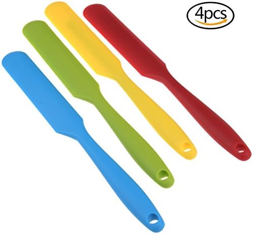 WuliRose 4 Pcs Cake Cream Scraper Silicone Butter Spatula Mixing Batter Scraper Spoon Brush Kitchen Baking Tool