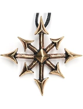 Chaosstern Schmuck Anhänger Bronze, Länge mit Öse: 3,5cm, inkl. Band Gothic Schmuck