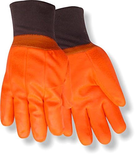 Red Steer Glove Fo-0714-L Chemical Resistant Lined PVC Safety Gloves, Orange, Large