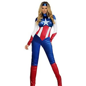 Aimerfeel Mujer USA sueño de capitán América Mono superhéroe Vestido tamaño