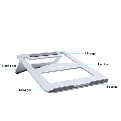 COOSA Aluminum Laptop Ständer Hochwertige Alulegierung Notebookständer Laptopständer Höhe und Winkel verstellbar Portable kühlender Ständer Halter 22.5 X 22.8 X 0.4CM für Tablet, Laptops, Notebook PC, MacBook usw. (Silber) - 3