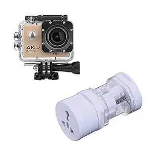 Rambot 4K Action Camera, Dual 2 Inch LCD Screen 16 MP Image Sensor 170 Wide-Angle Lens Sports Camera with Universal Travel Adapter All in One Supports