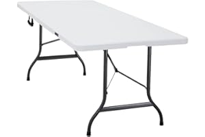 CASARIA Monzana Tavolo da Giardino Tavolo da Campeggio Look PolyRattan 183x76 cm Tavolino Pieghevole Esterno Bianco