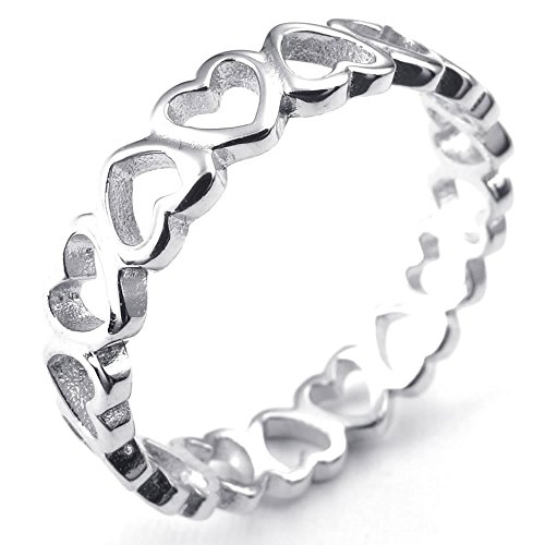 KONOV Joyería Anillo de mujer, Amor Corazón, Plata de ley 925, Color plata - Talla 20 (con bolsa de regalo)