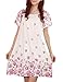 VENTELAN Women's Elegant Florals Printed Dress Short Sleeve Loose Pyjama Nighty