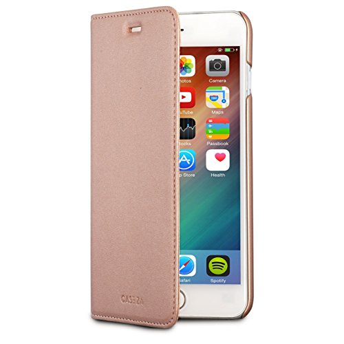 CASEZA iPhone 8 Plus Funda iPhone 7 Plus Funda Rosa Oro tipo libro piel PU Case Cover Carcasa plegable cartera Oslo piel vegana premium para Apple iPhone 8 Plus   7 Plus - Con cierre magn  tico